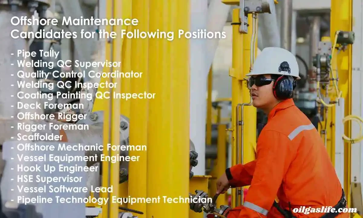 Offshore Maintenance Candidates for the Following Positions