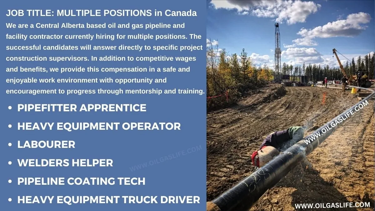 oil and gas pipeline Jobs Canada